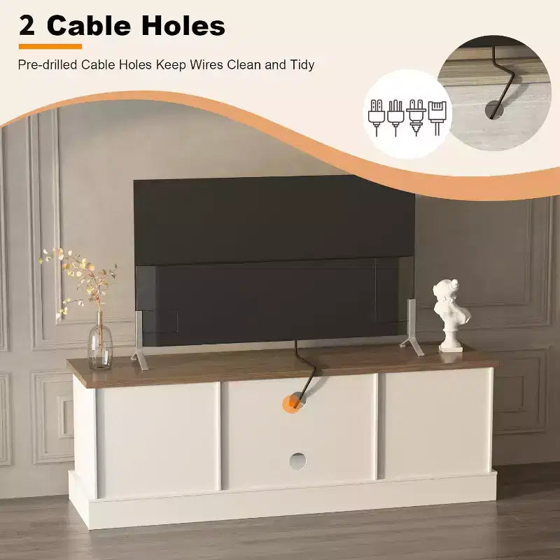 Farmhouse TV Stand for 65 in TVs Entertainment Center with Storage Cabinets,Modern Media Console Table Rustic for Living Room Office