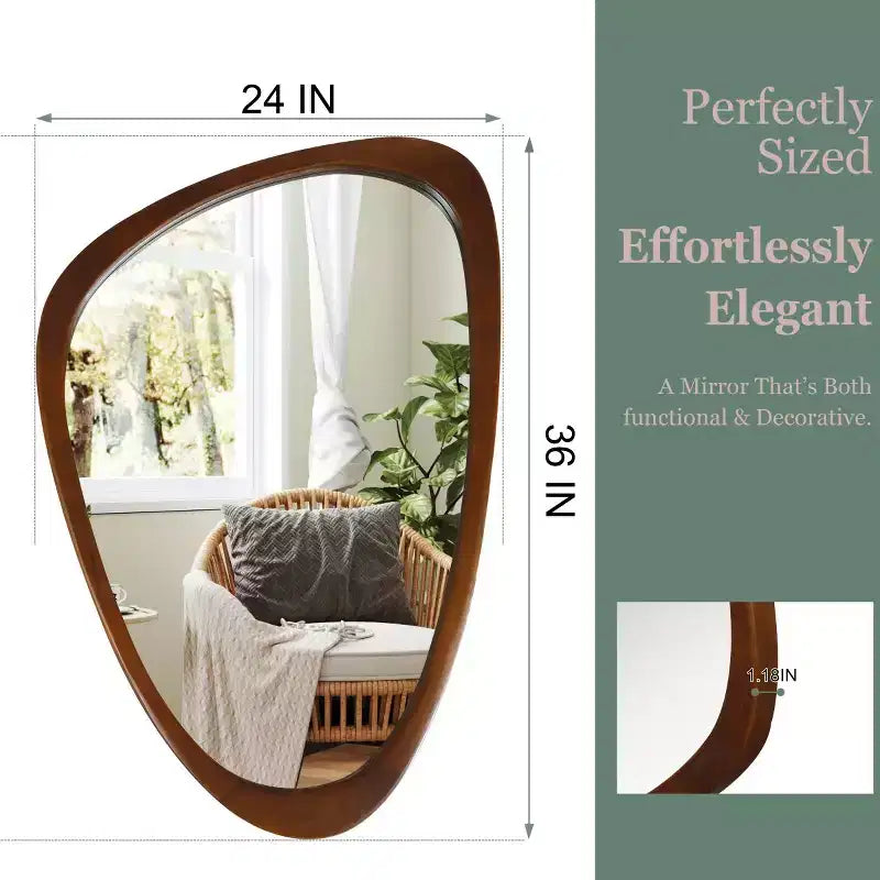 24 x 36 Modern Irregular Shape Wall Mirror, Decorative Accent Mirror for Home, Bathroom, Bedroom-Panipeachy