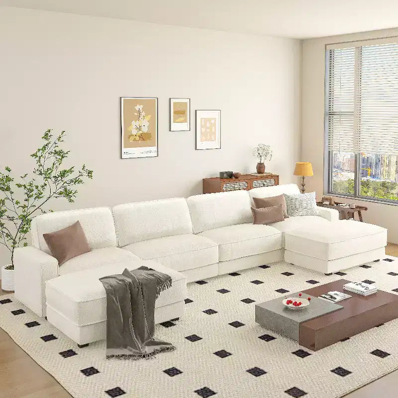 Dyonery 119 Canapé d'angle modulable convertible, Tissu CHENILLE, Canapé d'angle moderne surdimensionné avec assise profonde, Montage sans outils, Vert