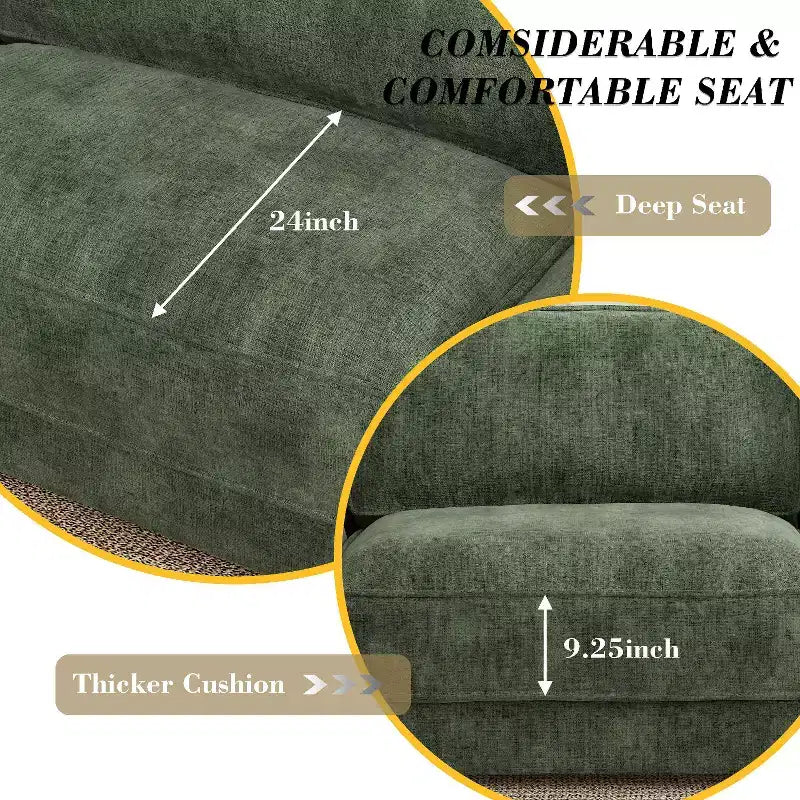 Dyonery 119 Canapé d'angle modulable convertible, Tissu CHENILLE, Canapé d'angle moderne surdimensionné avec assise profonde, Montage sans outils, Vert