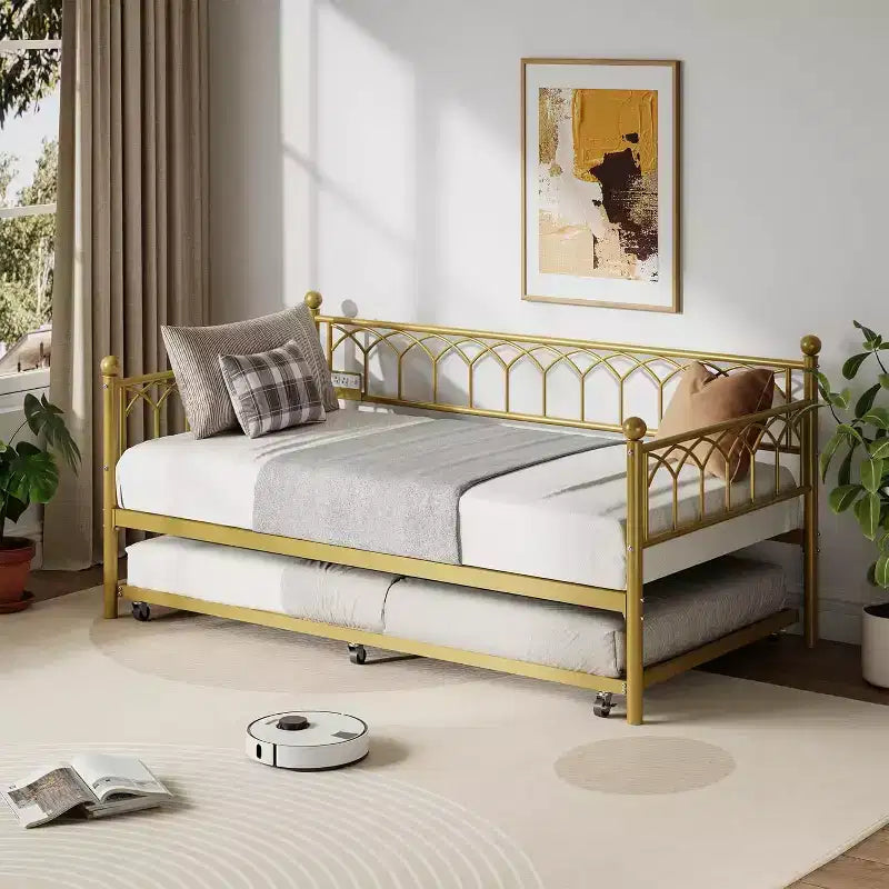 Twin Size Daybed with Metal Sofa Bed Frame, Space Saving