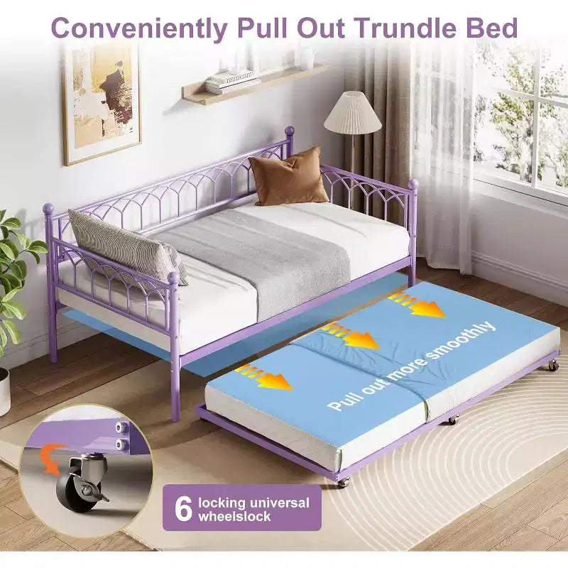 Twin Size Daybed with Metal Sofa Bed Frame, Space Saving