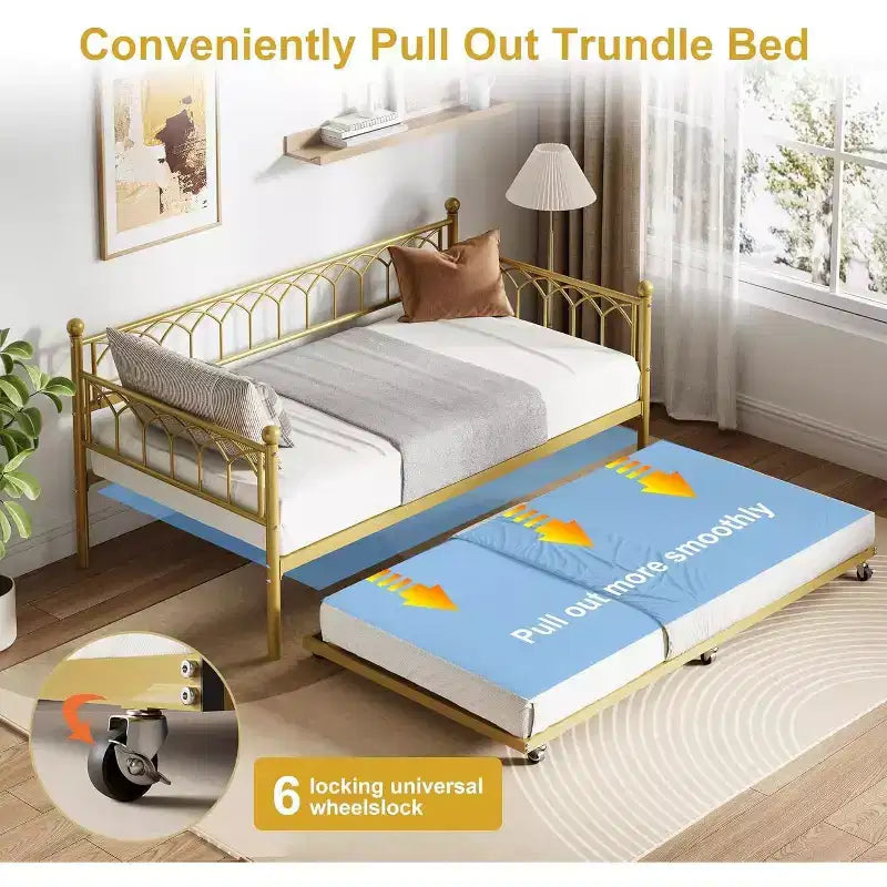 Twin Size Daybed with Metal Sofa Bed Frame, Space Saving