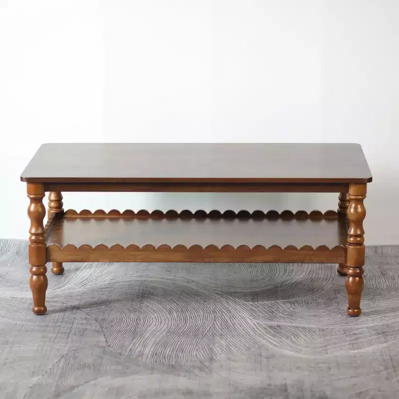 GDFStudio Orlando Vintage 43 Solid Wood Rectangle Coffee Table with Storage Shelf