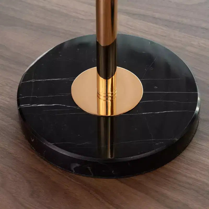 2P Gold Adjustable Marble Base Side Table, Natural Marble Pedestal Metal Tray Tea Martini Table for Display Storage