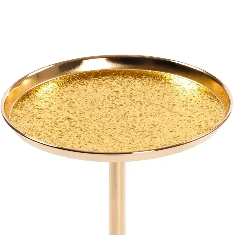 2P Gold Adjustable Marble Base Side Table, Natural Marble Pedestal Metal Tray Tea Martini Table for Display Storage