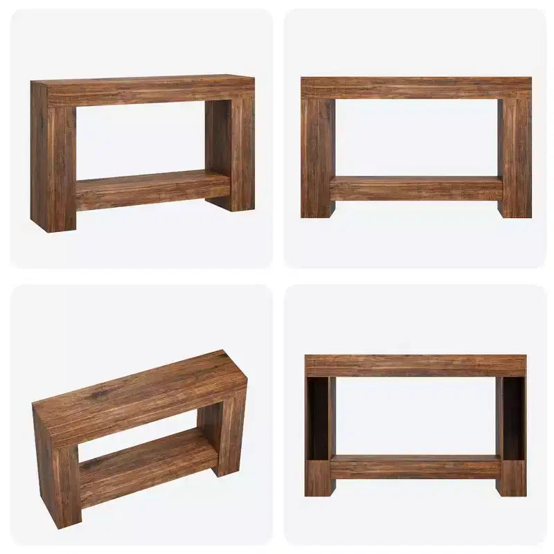 2-Tier Farmhouse Entryway Table, Long Sofa Accent Console Table, Behind Couch Table with Open Storage for Home Entrance, Living Room & Hallway