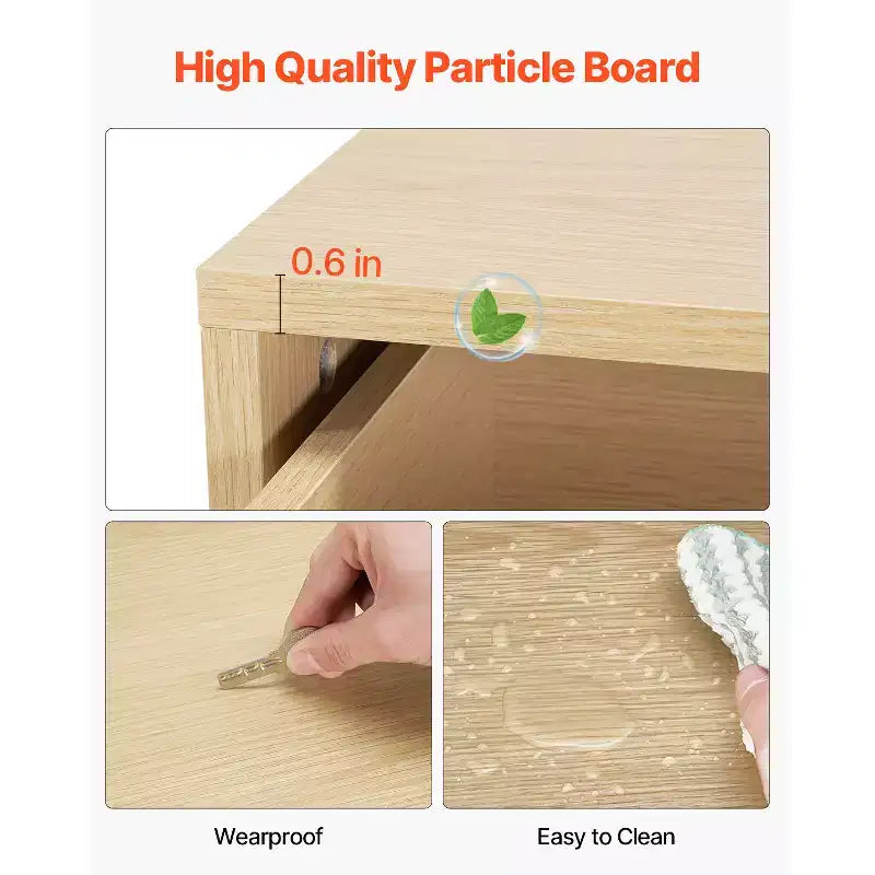 VEVOR 6 Drawer Dresser, Wooden Chest of Drawers with Sliding with Anti-tip Device, Modern Minimalist Dresser Chest,Closet Storage Organizer,Light Wood