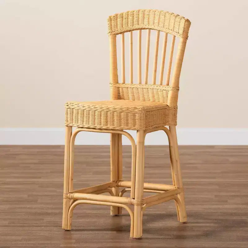 bali & pari Barito Natural Rattan Counter Height Barstool: Bohemian Design, No Assembly Required