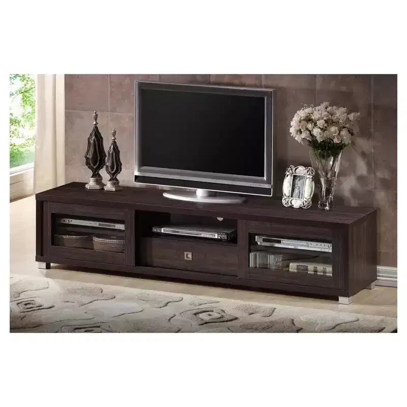 Beasley Cabinet TV Stand for TVs up to: Entertainment Center with Storage, Fits 70" TV - Baxton Studio