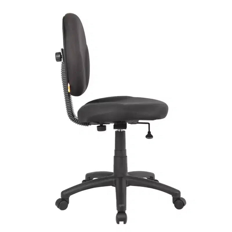 Boss Office Products Diamond Task Chair Black: Upholstered, Swivel, Adjustable Height, Metal Frame, Nylon Legs