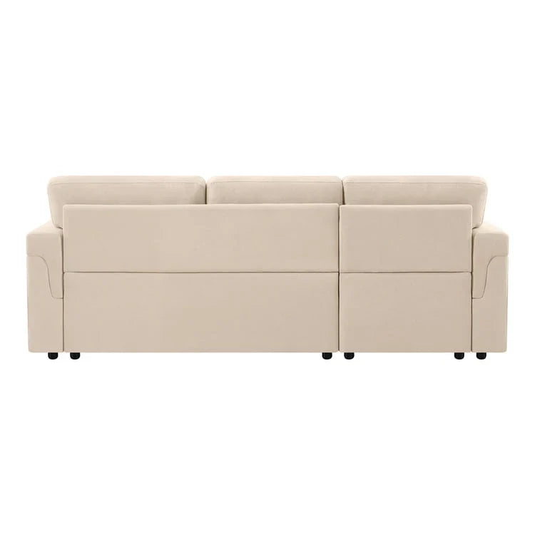 Divano sezionale reversibile con letto estraibile, chaise longue con contenitore nascosto, gambe durevoli,