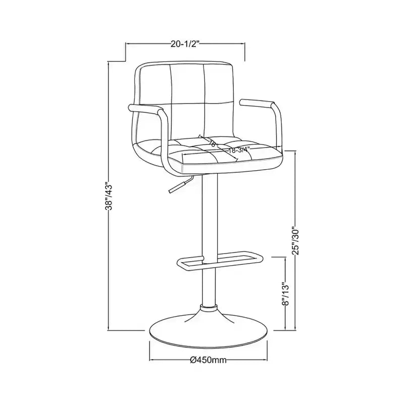 24/7 Shop At Home Ethan Adjustable Swivel Barstool with Arms Furniture of America
