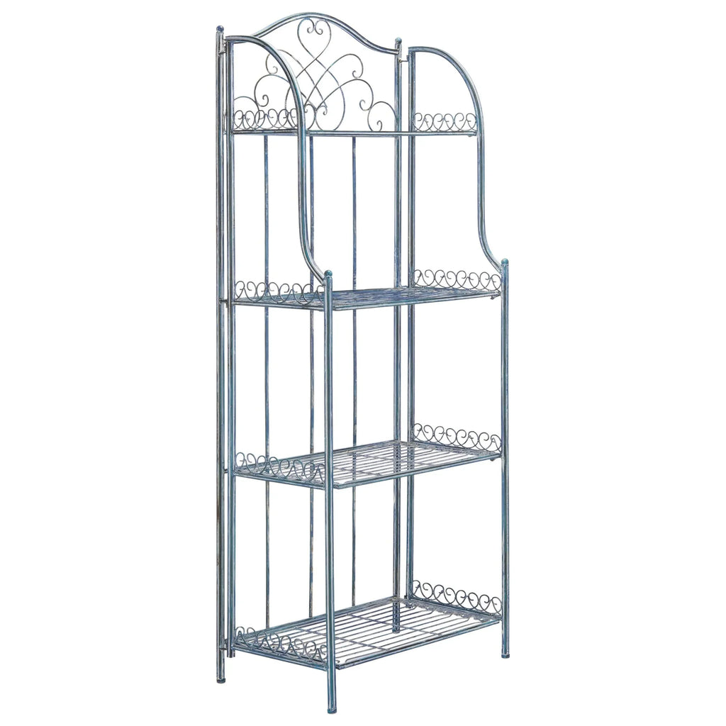 SAFAVIEH Bryn Scaffale da panettiere da esterno a 4 ripiani in ferro battuto vittoriano - 25 pollici L x 15 pollici P x 63 pollici H - 25 L x 15 P x 63 H