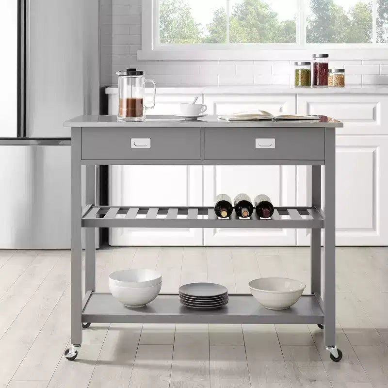 Chloe Stainless Steel Top Kitchen Island Cart - Crosley
