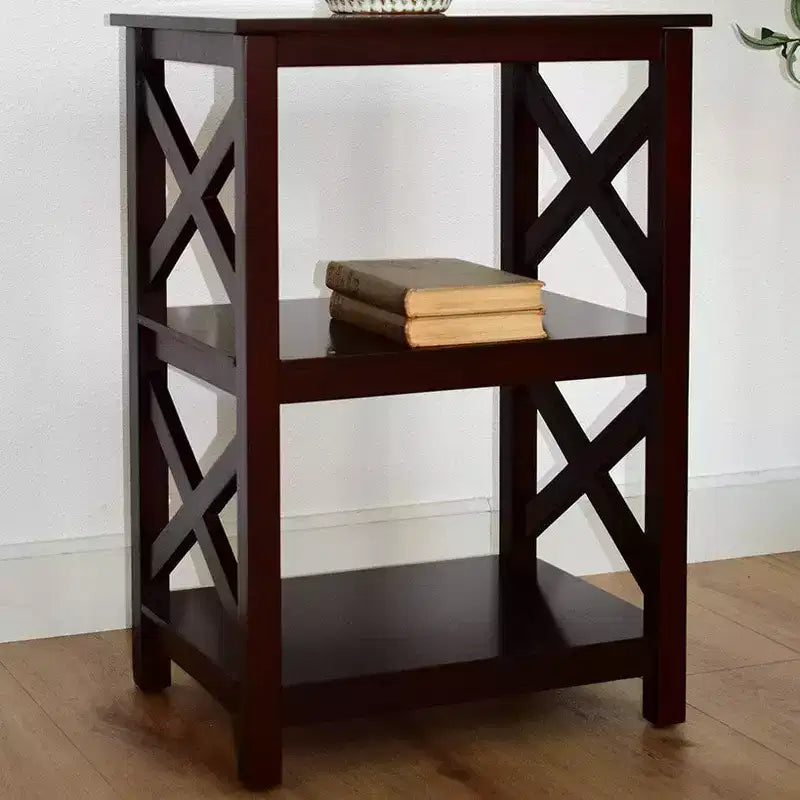The Lakeside Collection Wood Accent Table with Open Sides in X Design - 2-Tier -