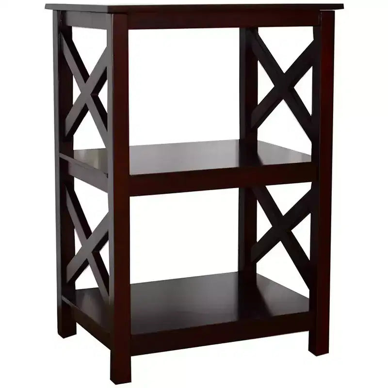 The Lakeside Collection Wood Accent Table with Open Sides in X Design - 2-Tier -
