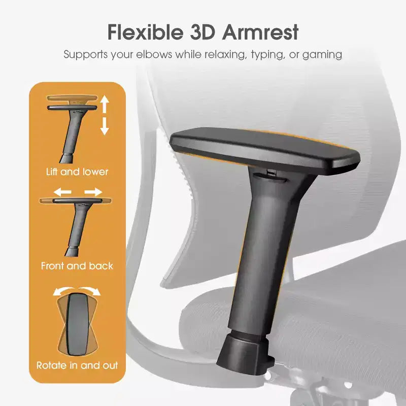 Ergonomic Mesh Office Chair with 3D Armrests Headrest and Lumbar Support