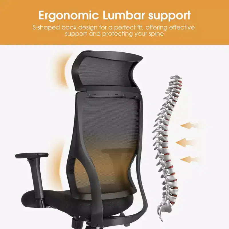 Ergonomic Mesh Office Chair with 3D Armrests Headrest and Lumbar Support
