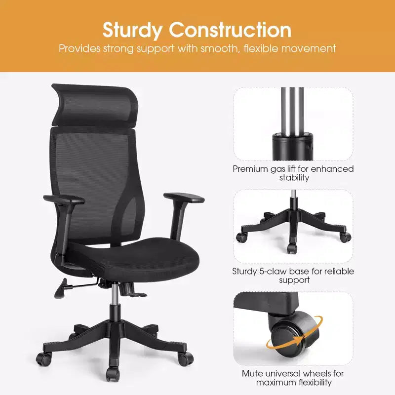 Ergonomic Mesh Office Chair with 3D Armrests Headrest and Lumbar Support