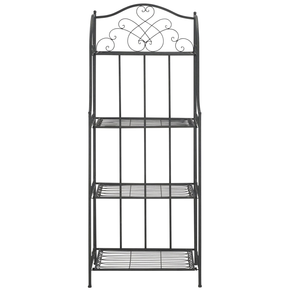 SAFAVIEH Bryn Scaffale da panettiere da esterno a 4 ripiani in ferro battuto vittoriano - 25 pollici L x 15 pollici P x 63 pollici H - 25 L x 15 P x 63 H