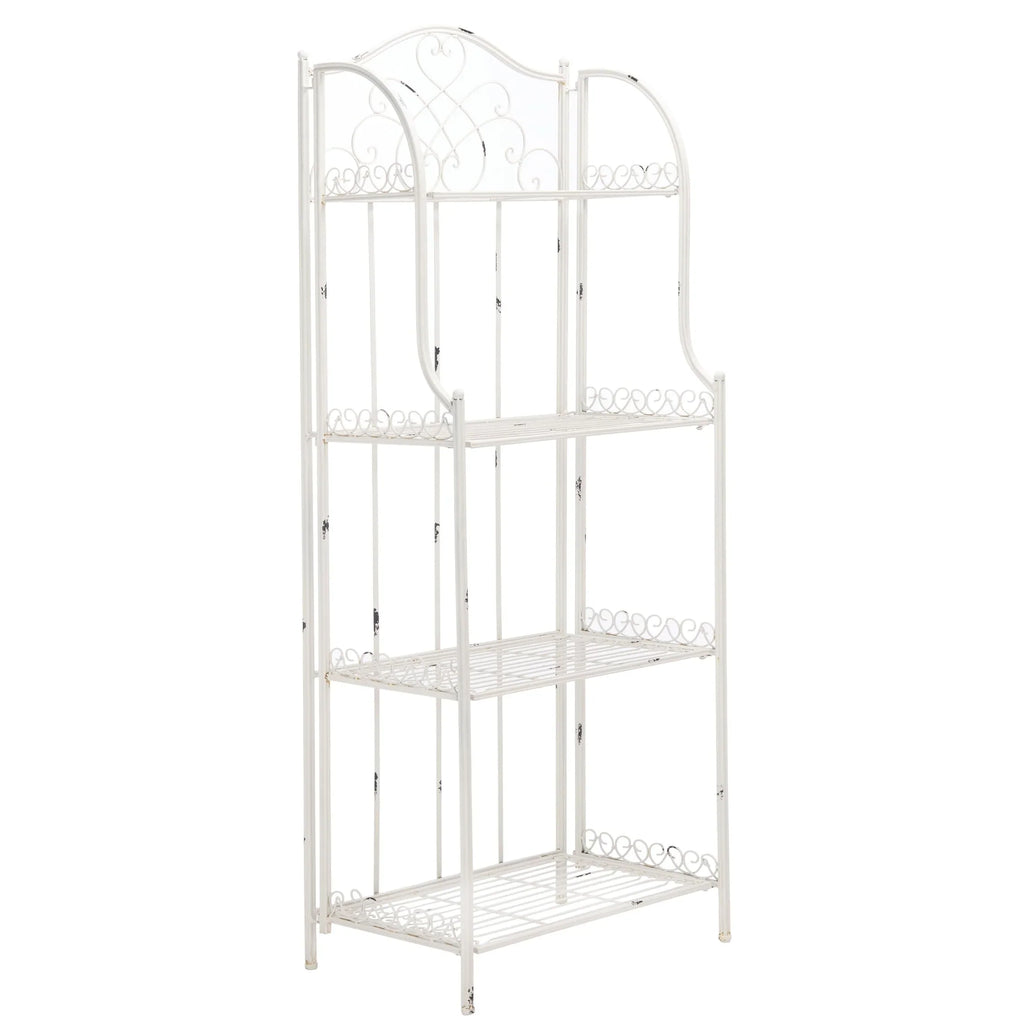 SAFAVIEH Bryn Scaffale da panettiere da esterno a 4 ripiani in ferro battuto vittoriano - 25 pollici L x 15 pollici P x 63 pollici H - 25 L x 15 P x 63 H